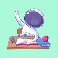 astronaut is Bij school- met boeken vector