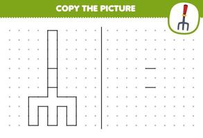 onderwijs spel voor kinderen kopiëren schattig tekenfilm vork afbeelding door Verbinden de punt afdrukbare gereedschap werkblad vector