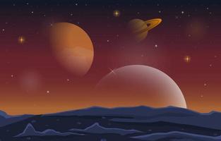 landschapsoppervlak van science fiction fantasie planeet illustratie vector