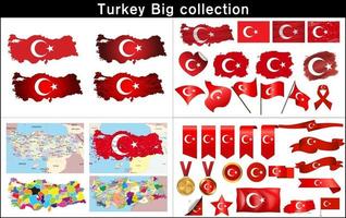 Turkije kaart met vlag is ingesteld vector