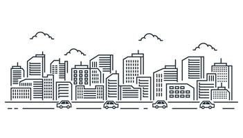 illustratie van stedelijk landschap met auto's op witte achtergrond vector