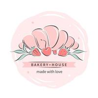 bakkerij huis. croissant en BES. logo voor banketbakkerij of bakkerij. vector illustratie