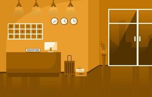 hotellobby met receptie en meubelillustratie vector