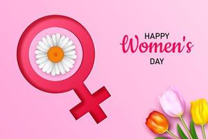 vrouwen dag achtergrond met Dames teken en bloemen voor banier, poster, folder vector