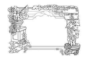 botanisch grens met tropisch planten. schets bloemen kader. vector