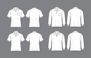 reeks van geschetst wit polo overhemd mockup vector