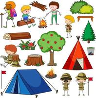 set camping objecten geïsoleerd vector