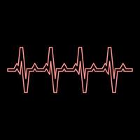 neon pulse diagram hart ritme kardiogram ritme grafisch ecg echocardiogram rood kleur vector illustratie beeld vlak stijl