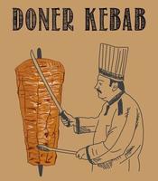 shoarma koken en ingrediënten voor kebab. vector