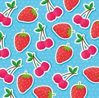 aardbeien en kersen patroon achtergrond vector