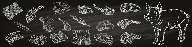 slagerij schoolbord gesneden van rundvlees. vector