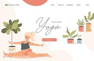 landen bladzijde concept voor online yoga klassen. vector illustratie