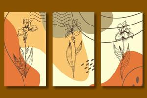 hand- getrokken bloem abstract behang verzameling vector