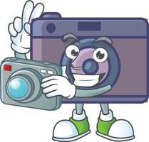 een schattig beeld van retro camera tekenfilm karakter vector