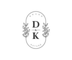 eerste dk brieven mooi bloemen vrouwelijk bewerkbare premade monoline logo geschikt voor spa salon huid haar- schoonheid winkel en kunstmatig bedrijf. vector