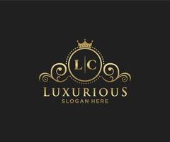 eerste lc brief Koninklijk luxe logo sjabloon in vector kunst voor restaurant, royalty, boetiek, cafe, hotel, heraldisch, sieraden, mode en andere vector illustratie.