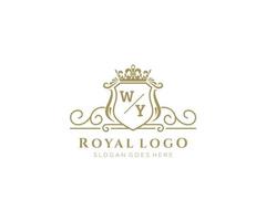 eerste wy brief luxueus merk logo sjabloon, voor restaurant, royalty, boetiek, cafe, hotel, heraldisch, sieraden, mode en andere vector illustratie.