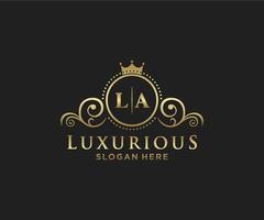 eerste la brief Koninklijk luxe logo sjabloon in vector kunst voor restaurant, royalty, boetiek, cafe, hotel, heraldisch, sieraden, mode en andere vector illustratie.