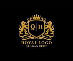 eerste qb brief leeuw Koninklijk luxe logo sjabloon in vector kunst voor restaurant, royalty, boetiek, cafe, hotel, heraldisch, sieraden, mode en andere vector illustratie.
