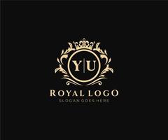 eerste ja brief luxueus merk logo sjabloon, voor restaurant, royalty, boetiek, cafe, hotel, heraldisch, sieraden, mode en andere vector illustratie.