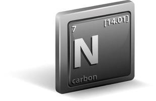 koolstof scheikundig element. chemisch symbool met atoomnummer en atoommassa. vector
