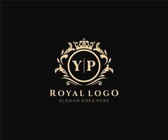 eerste ja brief luxueus merk logo sjabloon, voor restaurant, royalty, boetiek, cafe, hotel, heraldisch, sieraden, mode en andere vector illustratie.