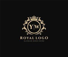 eerste yw brief luxueus merk logo sjabloon, voor restaurant, royalty, boetiek, cafe, hotel, heraldisch, sieraden, mode en andere vector illustratie.