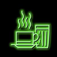 heet kop van koffie neon gloed icoon illustratie vector