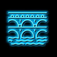 aquaduct oude Rome bouw neon gloed icoon illustratie vector