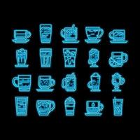 koffie types energie ochtend- drinken neon gloed icoon illustratie vector