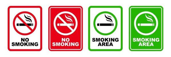 Nee roken Oppervlakte en roken Oppervlakte teken afdrukbare rood hou op symbool reeks verbod silhouet icoon ontwerp vector