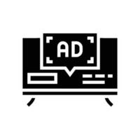 televisie reclame glyph icoon vector illustratie