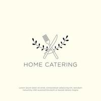 huis catering logo ontwerp met rustiek stijl, Koken in huis vector reeks inspiratie