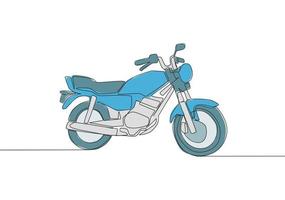 single doorlopend lijn tekening van klassiek motor logo. landelijk motorfiets concept. een lijn trek ontwerp vector illustratie