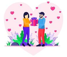 liefdevolle man cadeau te geven aan vrouw vector