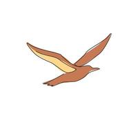 een doorlopende lijntekening van schattige albatros voor de identiteit van het logo voor het behoud van vogels. schattig zeevogel mascotte concept voor nationaal dierentuin icoon. dynamische enkele lijn grafisch tekenen ontwerp vectorillustratie vector
