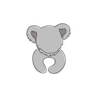 enkele doorlopende lijntekening van grappige koala hoofd voor kinderspeelgoed winkel logo identiteit. kleine beer uit Australië mascotte concept voor nationaal park icoon. een lijn tekenen ontwerp vector grafische afbeelding