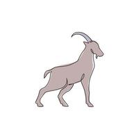 een doorlopende lijntekening van grappige schattige schapen voor de identiteit van het logo van vee. lam mascotte embleem concept voor vee icoon. dynamische enkele lijn tekenen ontwerp vector illustratie afbeelding