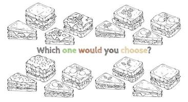 set van verschillende soorten vector sandwiches