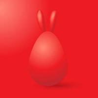 realistisch rood ei met konijn oren. gelukkig Pasen ei Aan rood achtergrond. vakantie decoratie voor Pasen vakantie. 3d illustratie vector