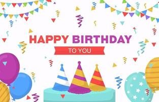 gelukkige verjaardagskaart met feestballonnen en confetti vector