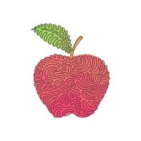 continu één lijntekening appelfruit vers smakelijk heerlijk eten. gezond voedsel enkel object. biologische natuurlijke voeding. swirl curl stijl concept. enkele lijn tekenen ontwerp grafische vectorillustratie vector