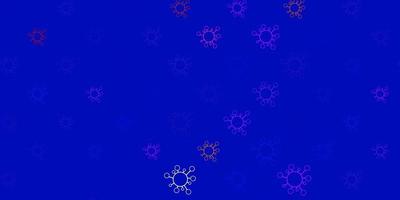 donkerblauw, geel vectorpatroon met coronaviruselementen. vector