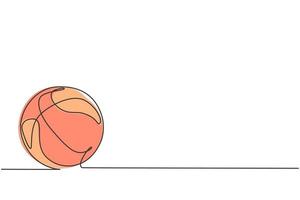 enkele lijntekening van basketbal op de vloer. bal voor basketbalspel. terug naar school minimalistisch, sportonderwijsconcept. continue eenvoudige lijn trekken stijl ontwerp grafische vectorillustratie vector