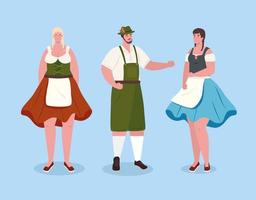 Duitse mensen in traditionele kleding voor oktoberfest-viering vector