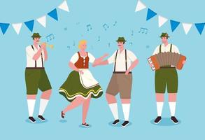 Duitse mensen in traditionele kleding voor oktoberfest-viering vector