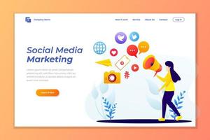 bestemmingspagina sjabloon van sociale media marketing. modern plat ontwerpconcept webpaginaontwerp vector