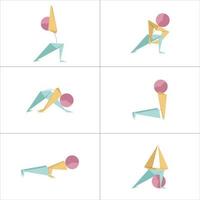 dit is een set asana-pictogrammen. stickman doet yoga. vector