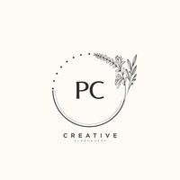 pc schoonheid vector eerste logo kunst, handschrift logo van eerste handtekening, bruiloft, mode, juwelen, boetiek, bloemen en botanisch met creatief sjabloon voor ieder bedrijf of bedrijf.