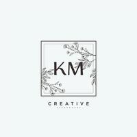km schoonheid vector eerste logo kunst, handschrift logo van eerste handtekening, bruiloft, mode, juwelen, boetiek, bloemen en botanisch met creatief sjabloon voor ieder bedrijf of bedrijf.